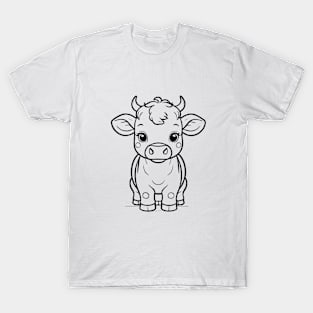 Cute Baby Cow Animal Outline T-Shirt